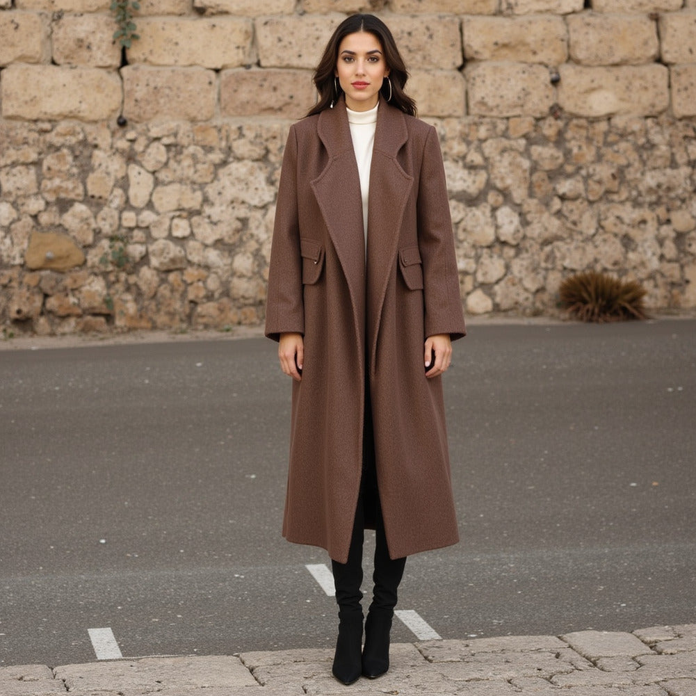 Abrigo de lana y cachemira hecho en Italia - Marrón - Colección Alberini