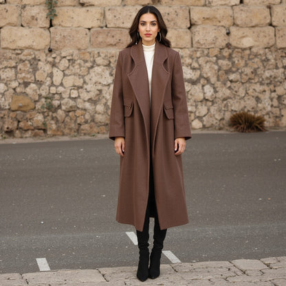 Abrigo de lana y cachemira hecho en Italia - Marrón - Colección Alberini