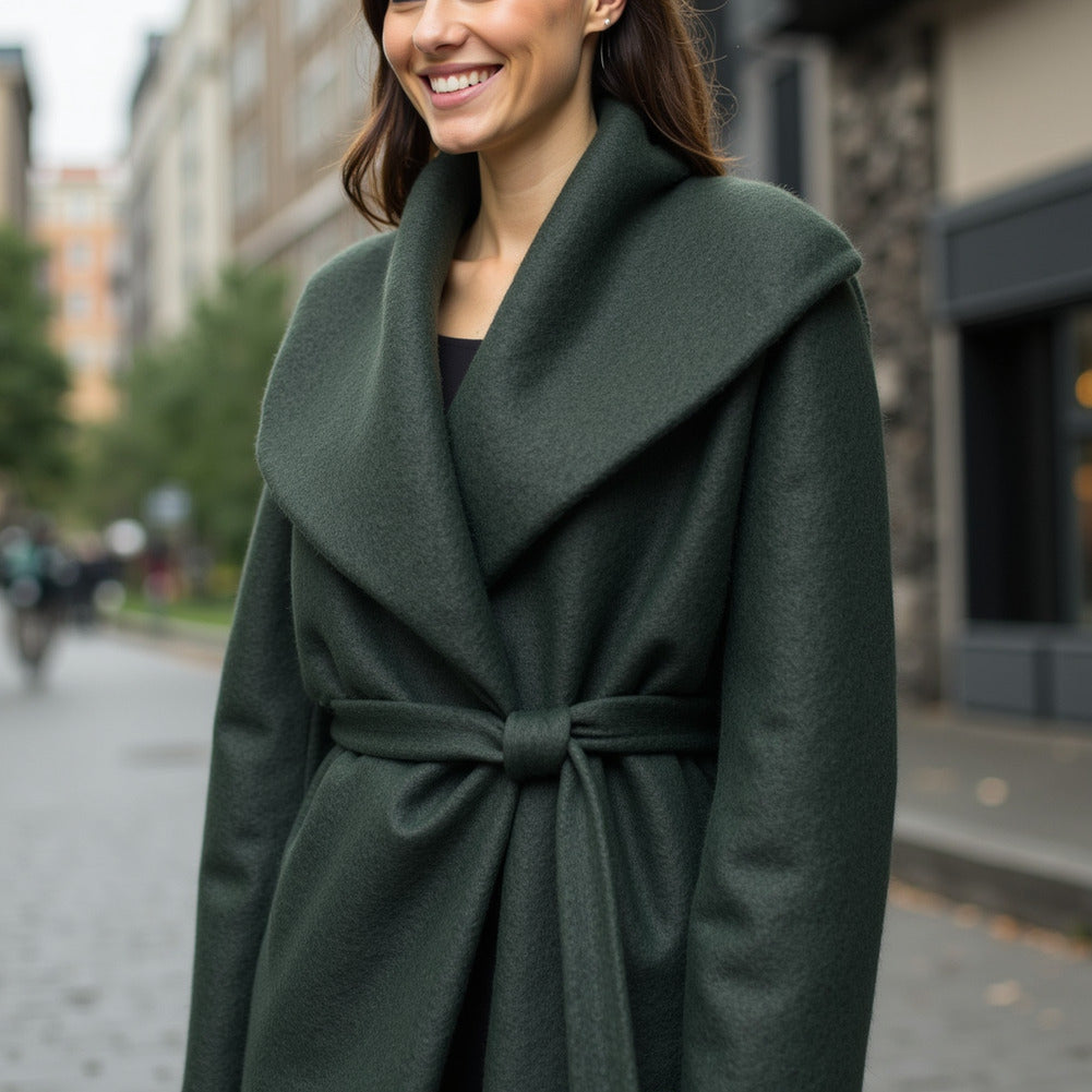 Wool and Cashmere Coating Made in Italy - Forest Green - Alberini Collection