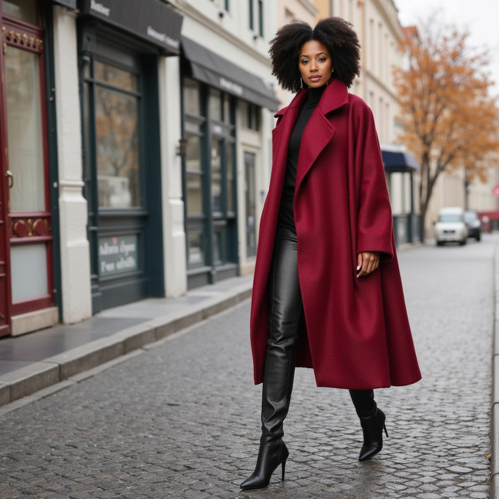 Wool and Cashmere Coating Made in Italy - Red - Alberini Collection Editorial