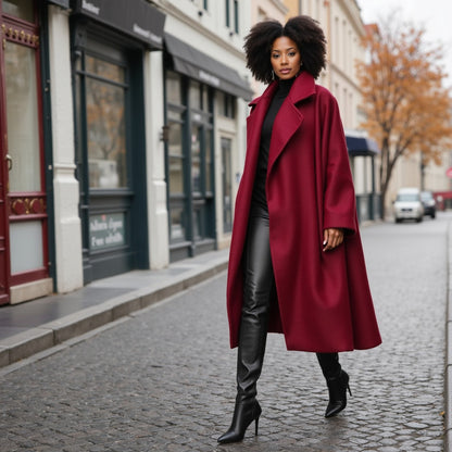 Wool and Cashmere Coating Made in Italy - Red - Alberini Collection Editorial