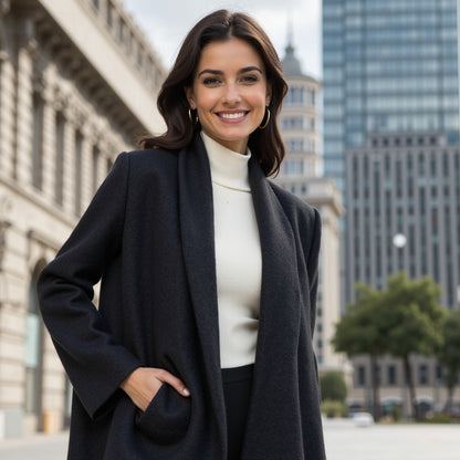 Wool and Cashmere Coating Made in Italy - Navy - Alberini Collection