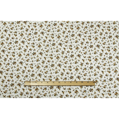 Yellow/White Floral Herringbone Combed Cotton Dobby Jacquard - Folded