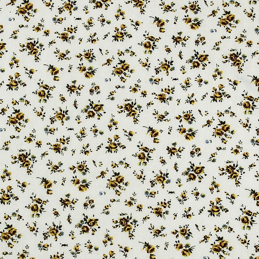 Yellow/White Floral Herringbone Combed Cotton Dobby Jacquard - Full
