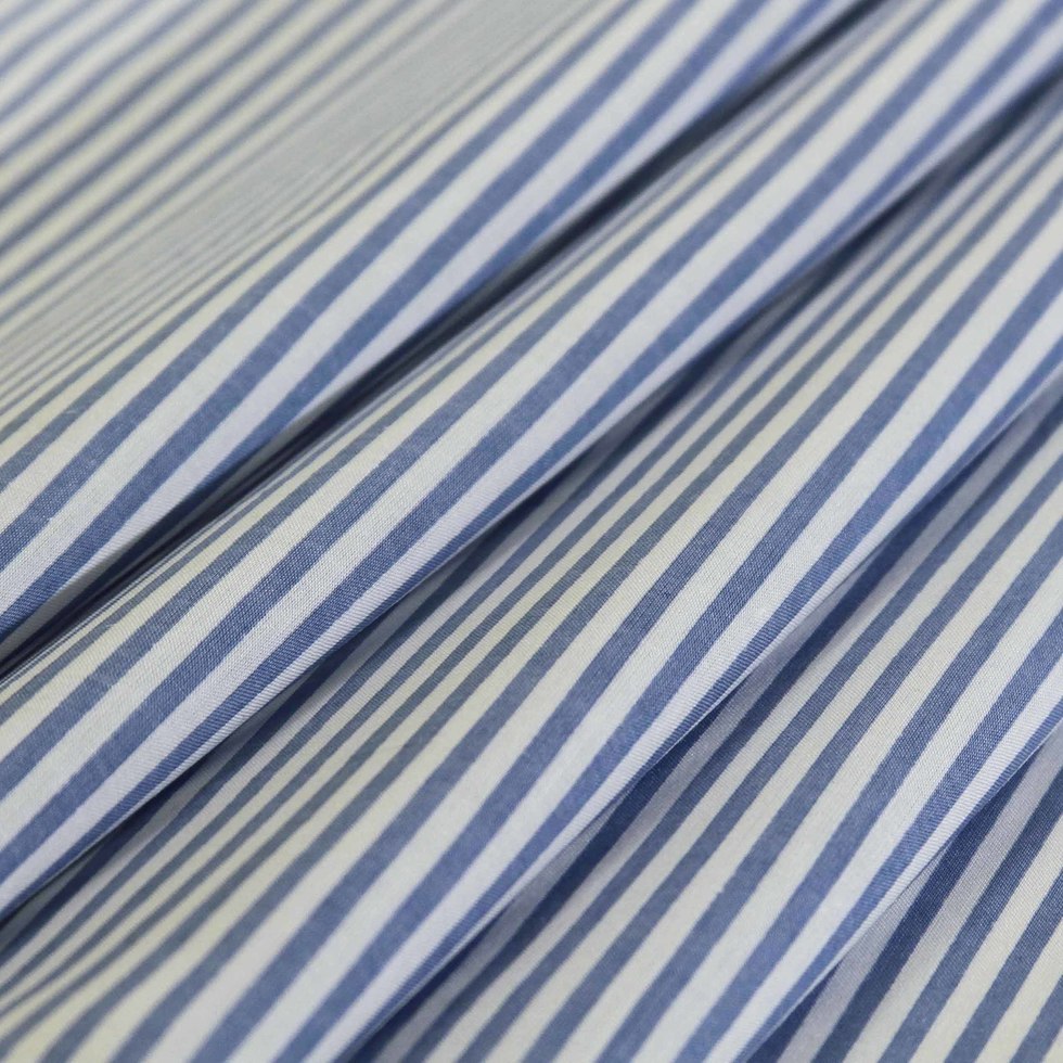 Cotton Voile - Allure Blue and White Candy Stripes Detail