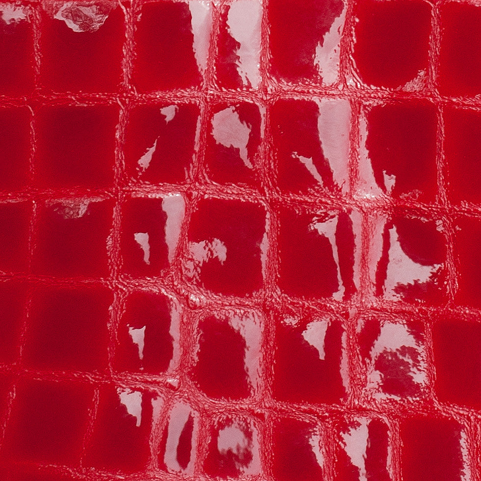 Red Crocodile Laminated Cow Leather Detail