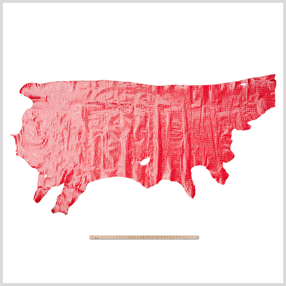 Red Crocodile Laminated Cow Leather Full