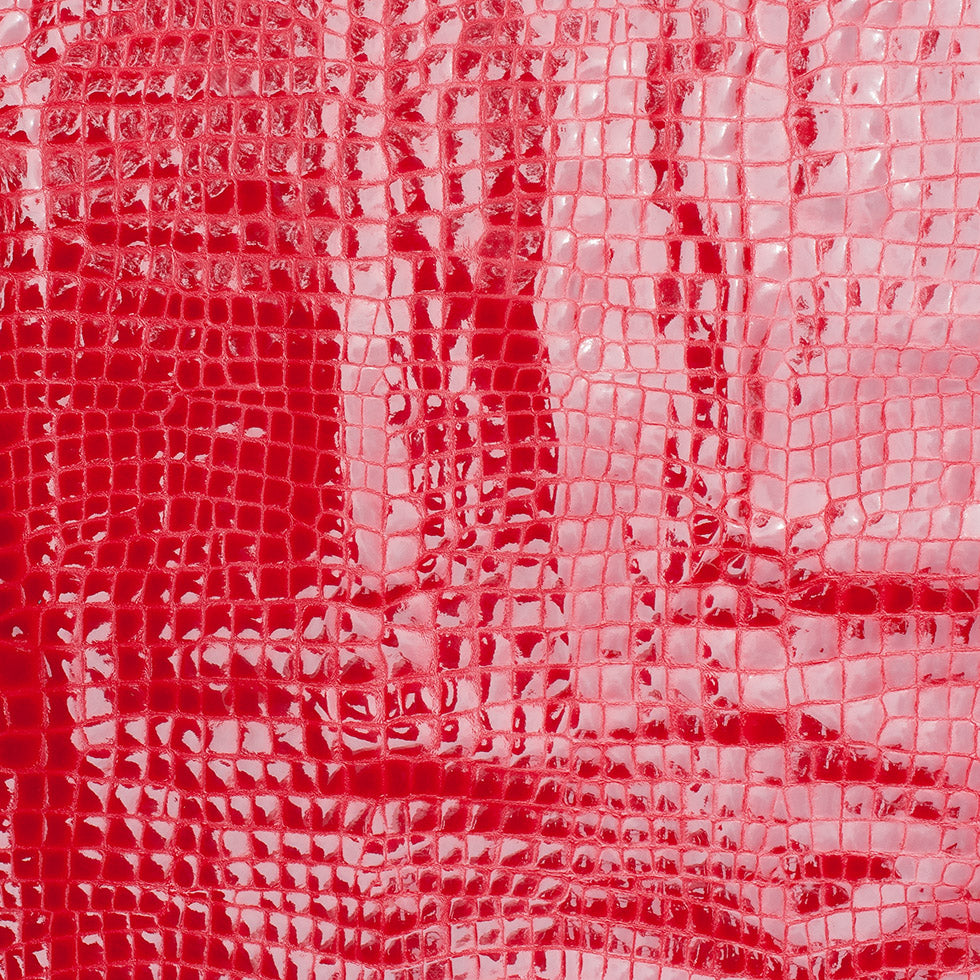 Red Crocodile Laminated Cow Leather