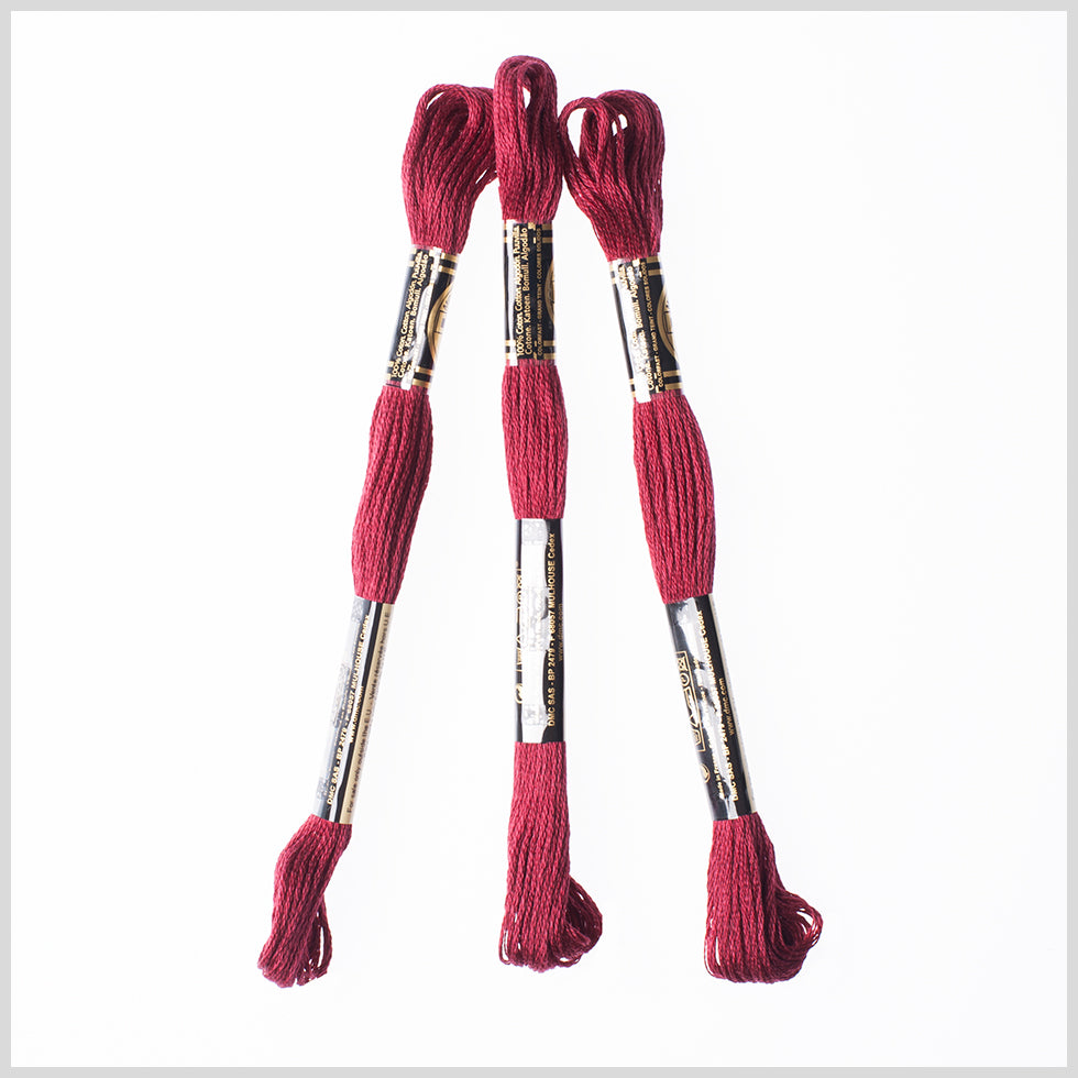 3-Pack DMC Size 6 Embroidery Floss #814 Dark Garnet