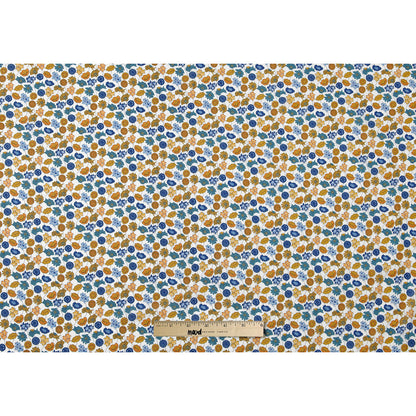 Mustard Floral Printed Combed Cotton Voile Folded
