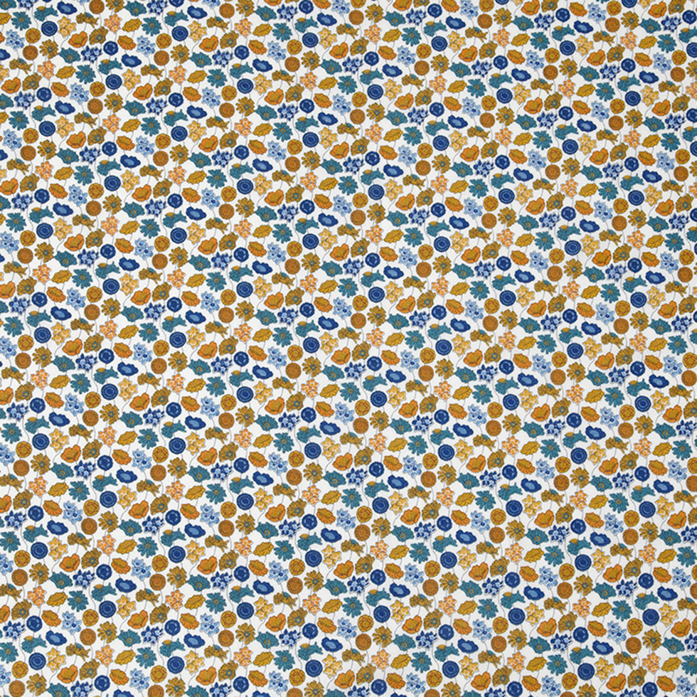 Mustard Floral Printed Combed Cotton Voile