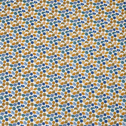 Mustard Floral Printed Combed Cotton Voile