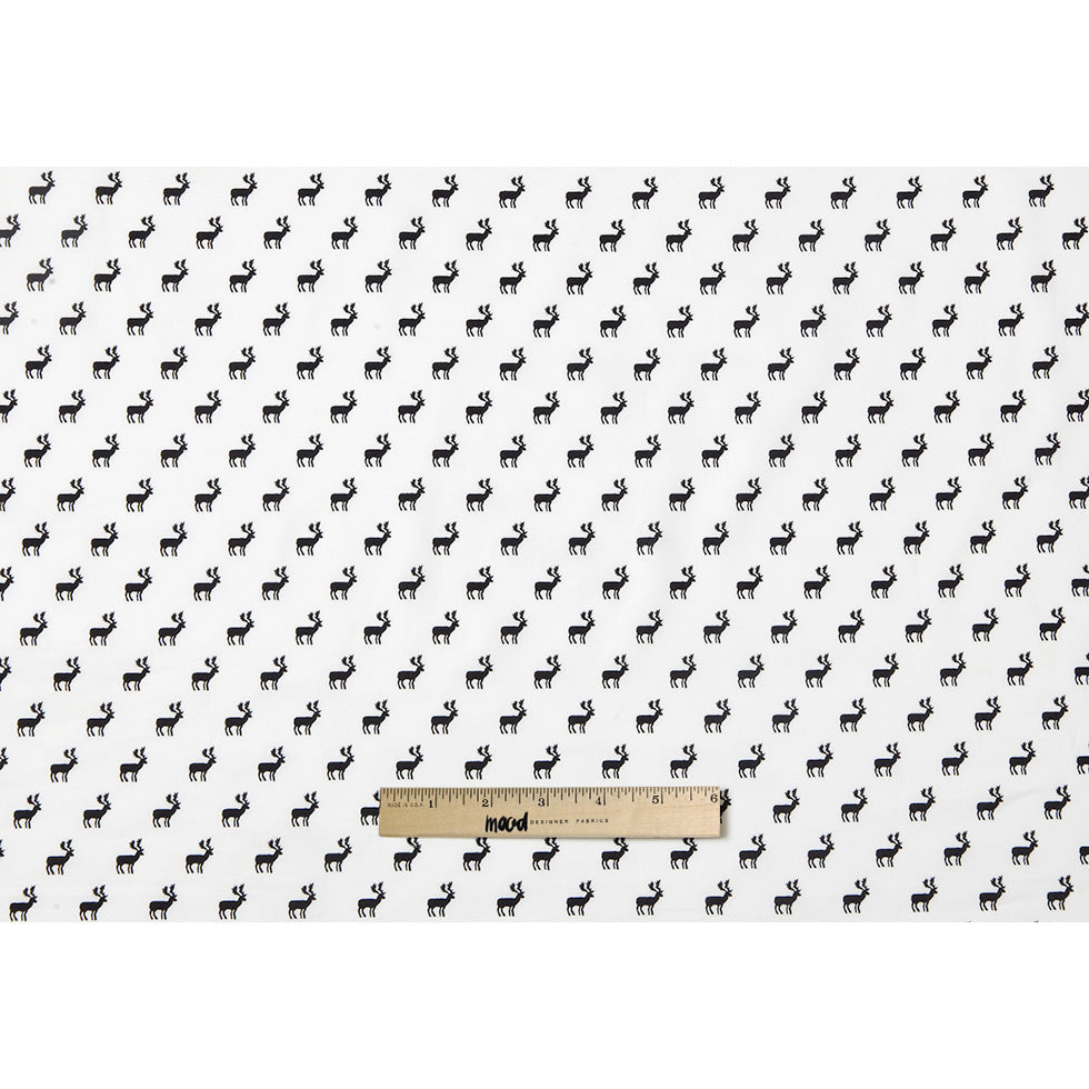 White/Black Reindeer Dense Combed Cotton Poplin Full