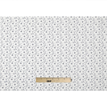White/Navy Paisley Combed Cotton Sateen Full