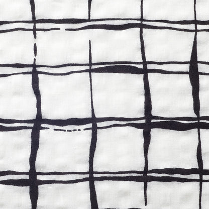 White/Black Abstract Grid Rayon-Cotton Poplin - Full