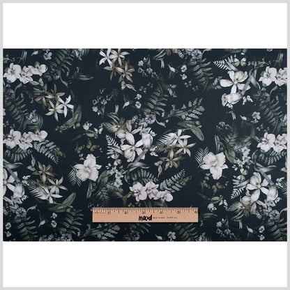 Monochrome Tropical Digitally Printed Mercerized Cotton Woven Folded