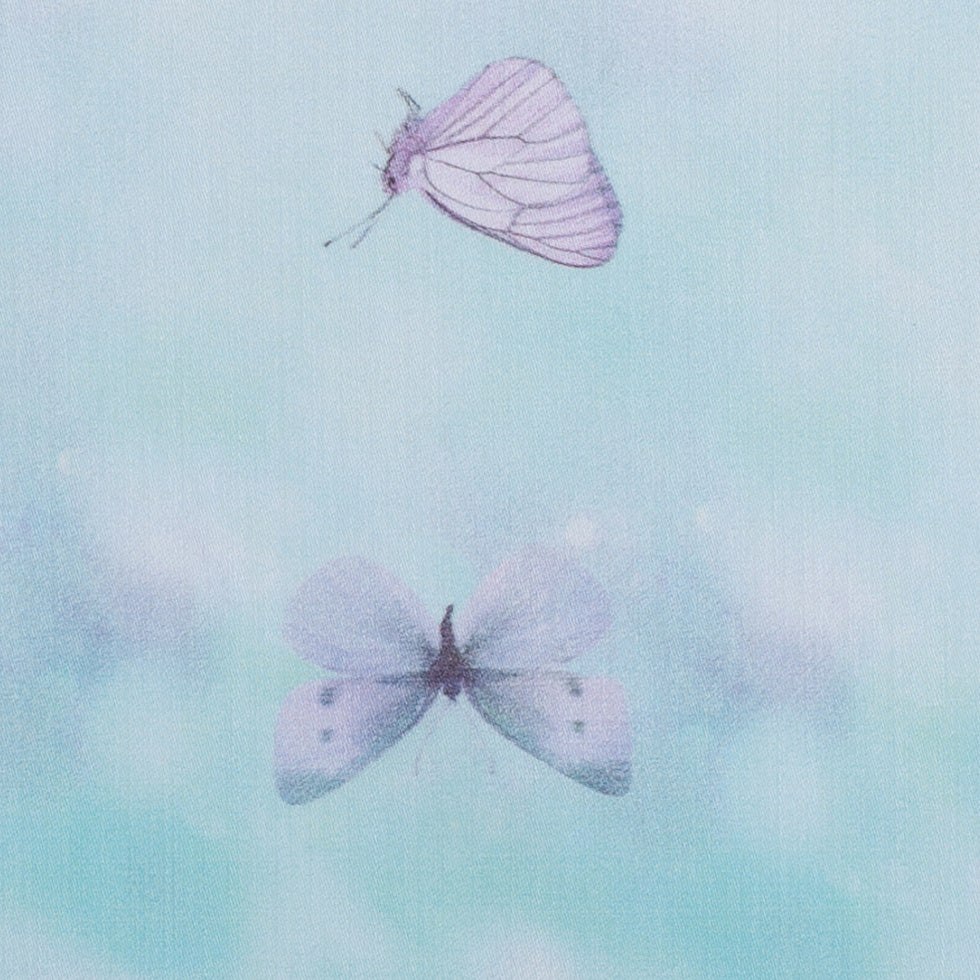 Light Aqua Butterfly Digitally Printed Mercerized Cotton Woven - Detail