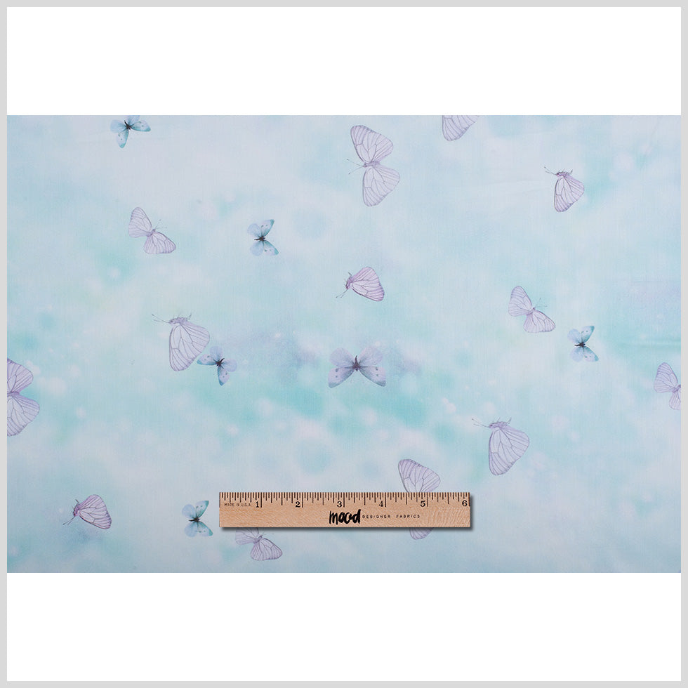 Light Aqua Butterfly Digitally Printed Mercerized Cotton Woven - Full