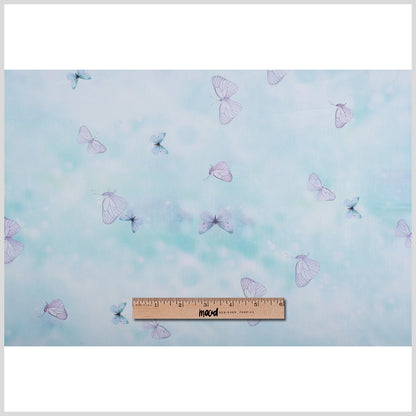 Light Aqua Butterfly Digitally Printed Mercerized Cotton Woven - Full