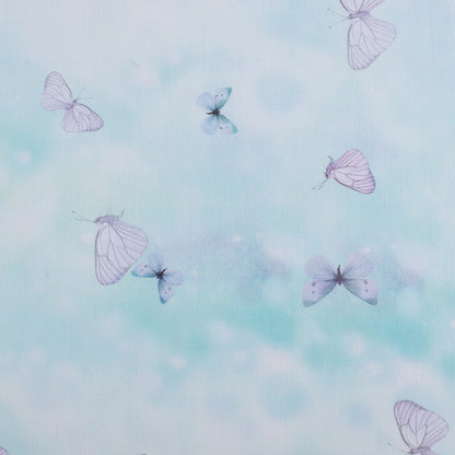 Light Aqua Butterfly Digitally Printed Mercerized Cotton Woven