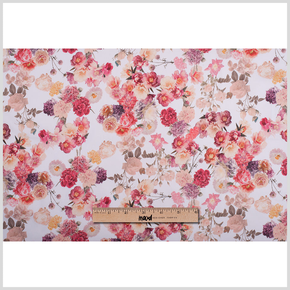 Pink Posies Digitally Printed Mercerized Stretch Cotton Woven Folded