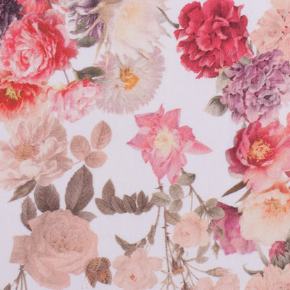 Pink Posies Digitally Printed Mercerized Stretch Cotton Woven Full