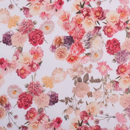 Pink Posies Digitally Printed Mercerized Stretch Cotton Woven