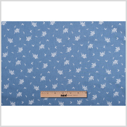 Dusted Blue Floral Bouquet Cotton-Poly Chambray Folded