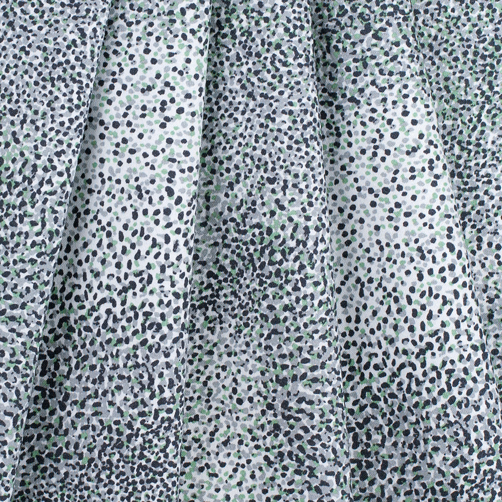 Italian Green/Gray/Black Abstract Printed Stretch Cotton Woven - Folded