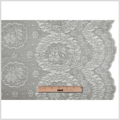 Anna Sui Black and Ecru Floral Scallop-Edged Lace - Folded