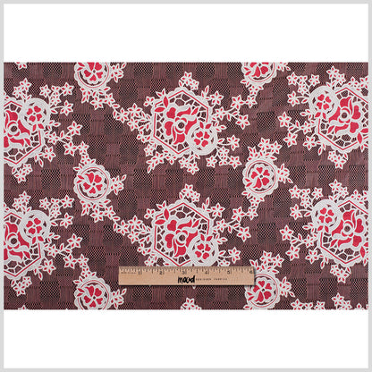 Famous NYC Designer Poppy/Oyster Floral Lace on Geometric Mesh - Full