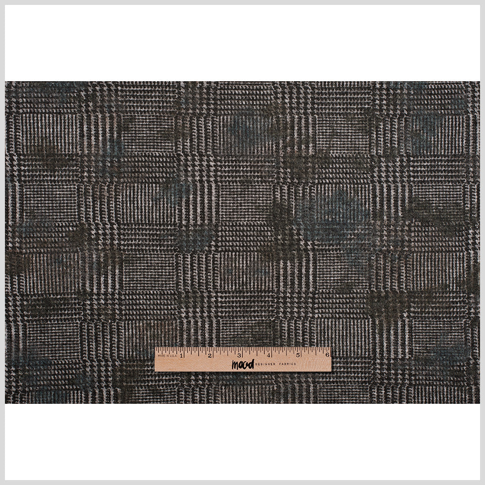 Black/Gray Glen Plaid Wool Knit w/ Fleece Backing - Full