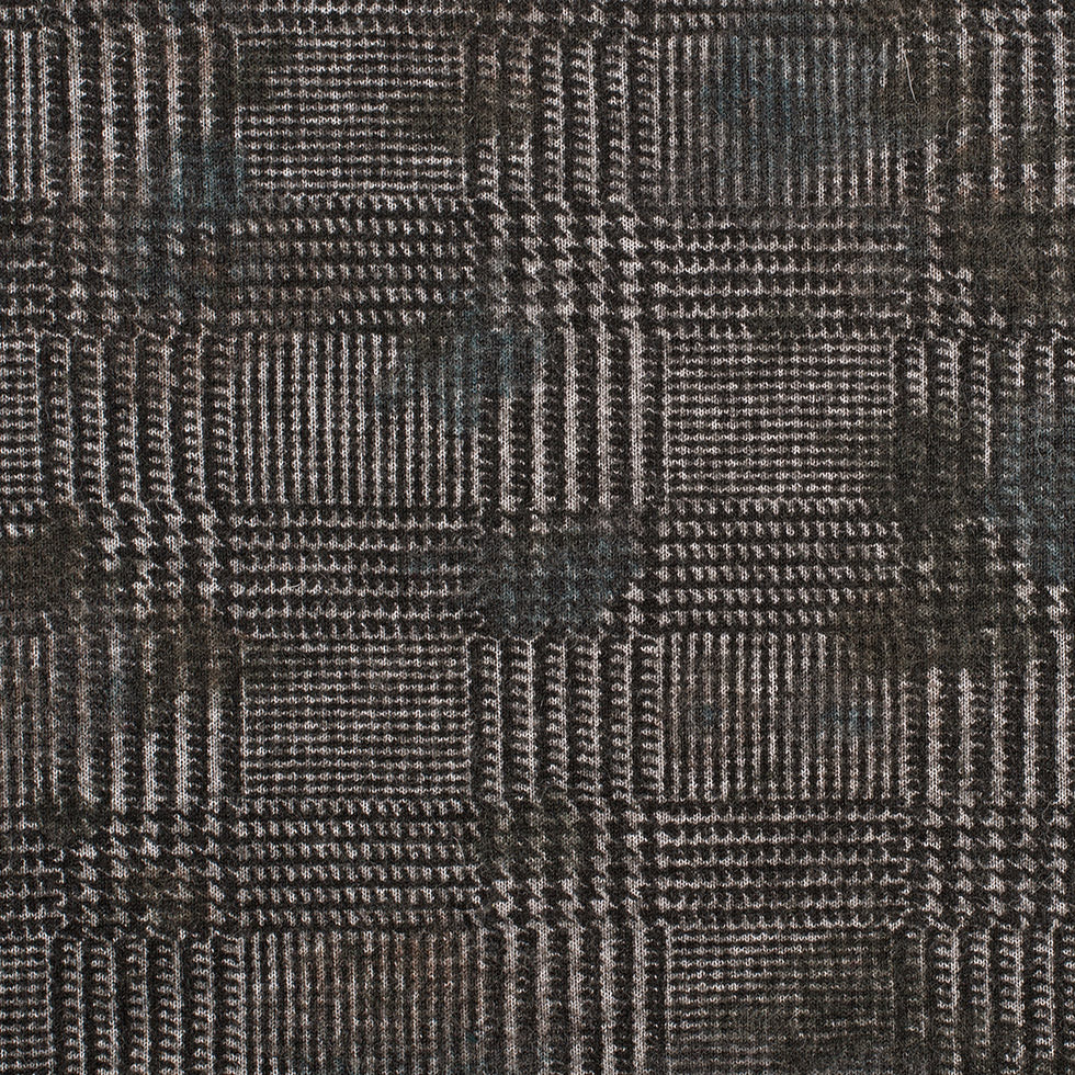 Black/Gray Glen Plaid Wool Knit w/ Fleece Backing