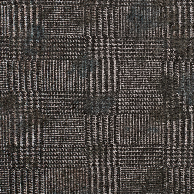 Black/Gray Glen Plaid Wool Knit w/ Fleece Backing