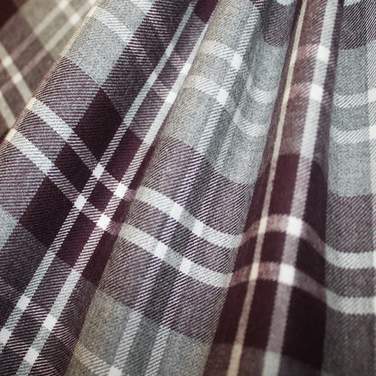 Maroon/Gray Tartan Plaid Cotton Flannel - Folded
