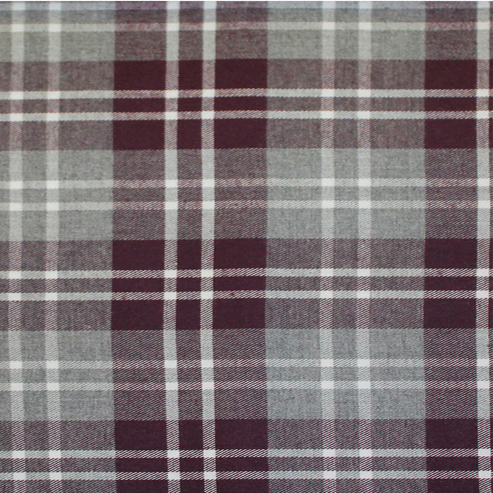 Maroon/Gray Tartan Plaid Cotton Flannel - Detail