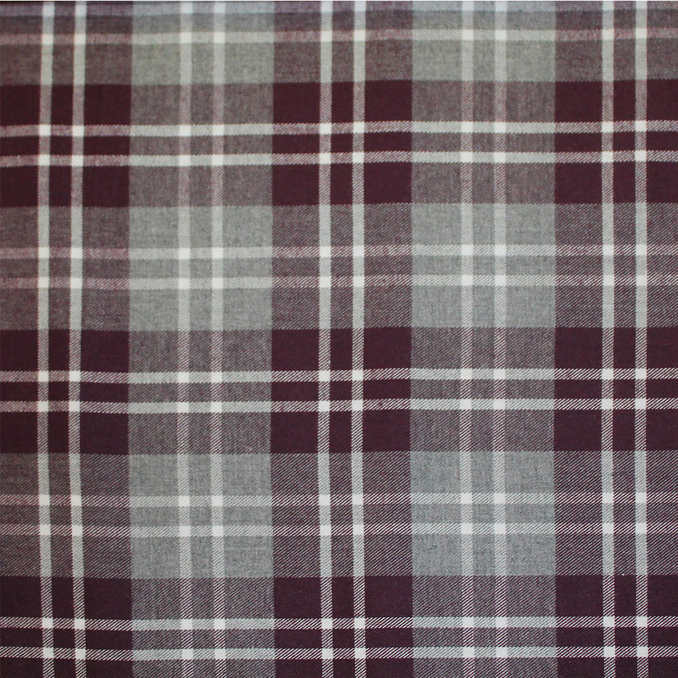 Maroon/Gray Tartan Plaid Cotton Flannel