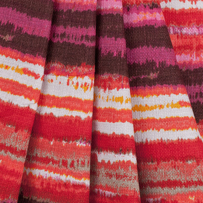 Orange/Fuchsia Striped Mercerized Cotton-Linen Canvas - Folded