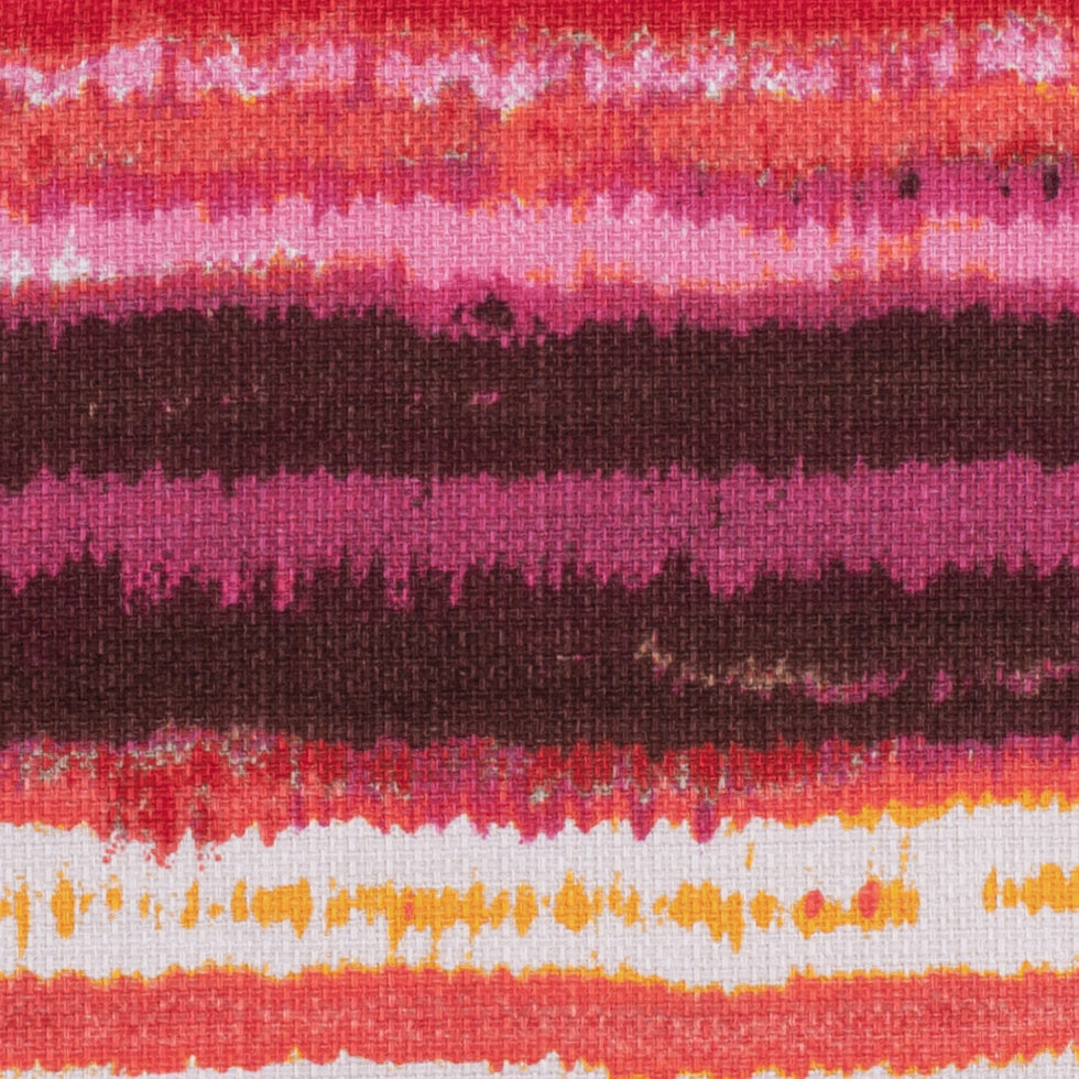 Orange/Fuchsia Striped Mercerized Cotton-Linen Canvas - Detail