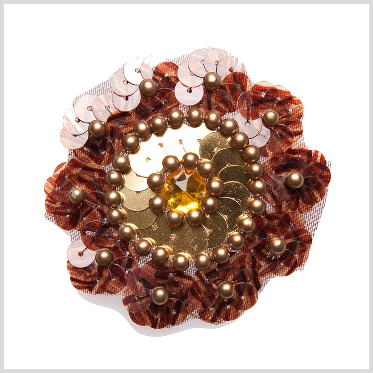 template--26688905969737__main-2.5" Brown/Gold Sequin Flower Applique