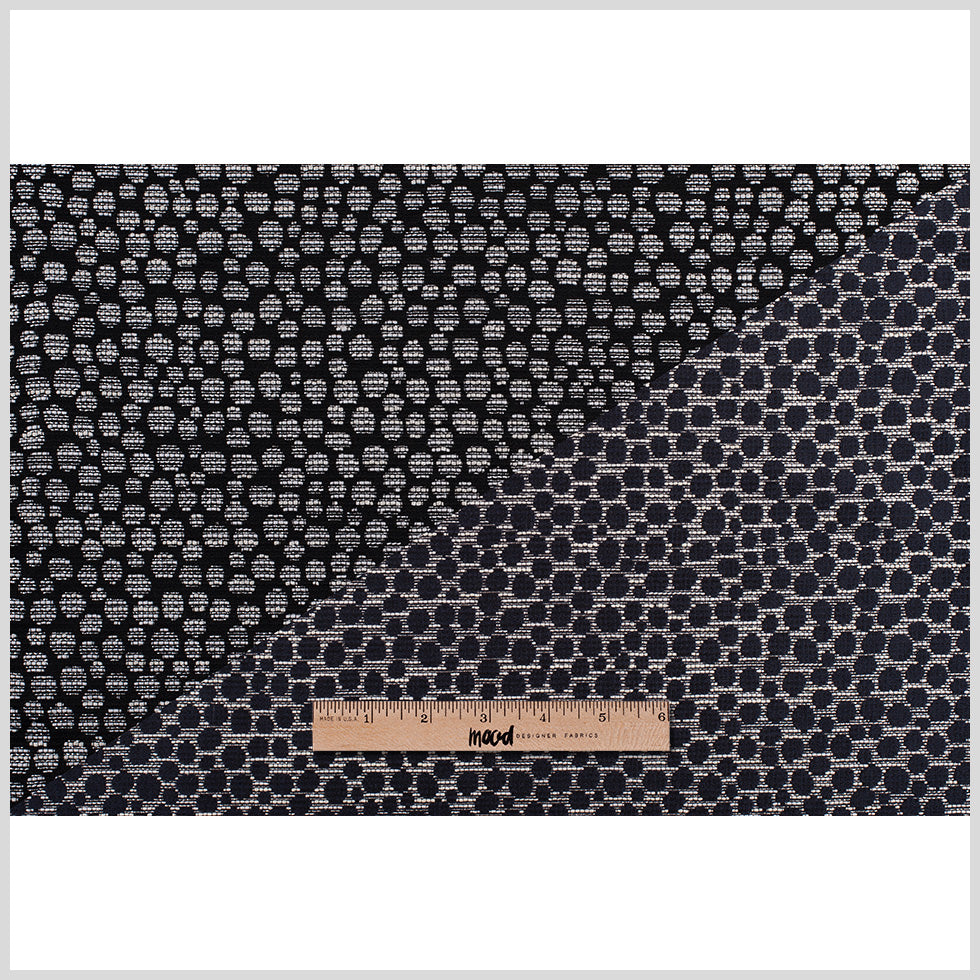 Black/Navy Metallic Polyester Jacquard Folded