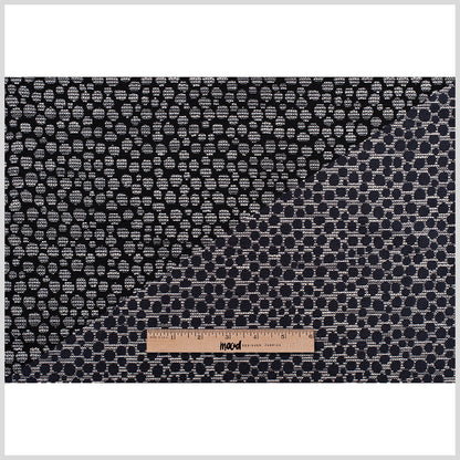 Black/Navy Metallic Polyester Jacquard Folded