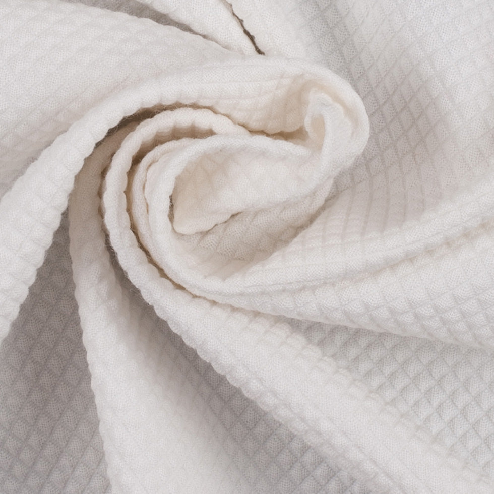 Whisper White Stretch Cotton-Polyester Quilted Woven - Full