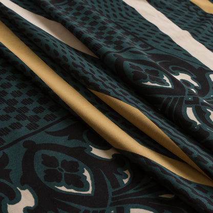 Black/Bayberry Ornamental Abstract Viscose Jersey Panels - Folded