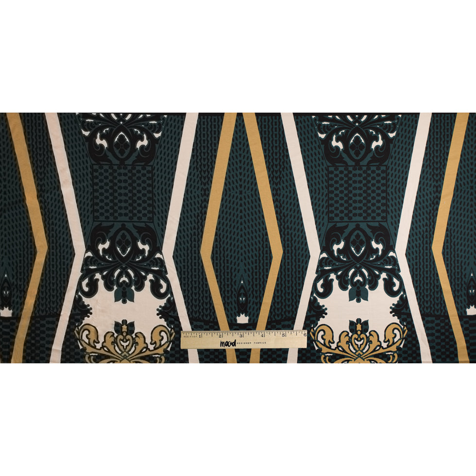 Black/Bayberry Ornamental Abstract Viscose Jersey Panels - Full