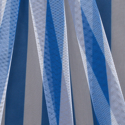 Blue/White Awning Striped Polyester Netting/Mesh - Folded