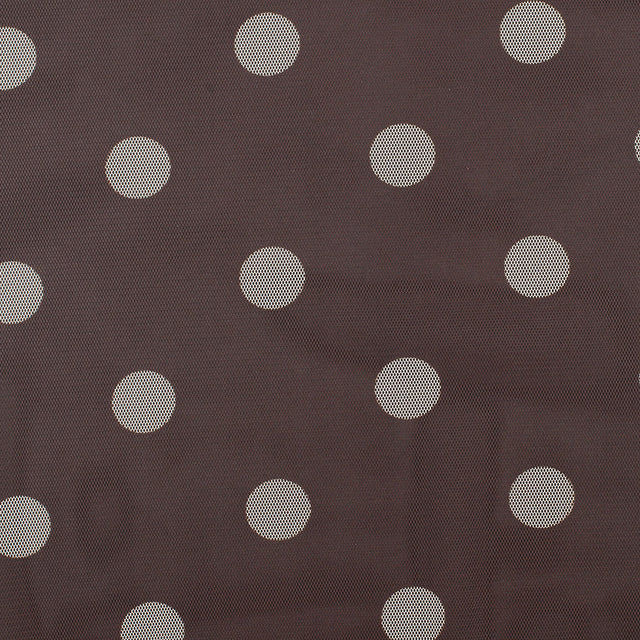 Brown/Ivory Polka Dot Polyester Mesh