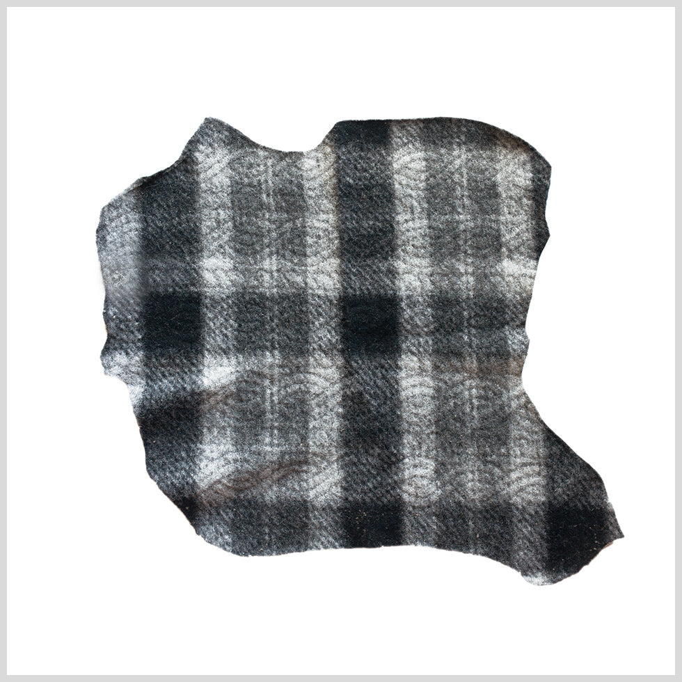 Small Gray/Ivory Bonded Lamb Leather and Felted Wool Full