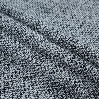 White, Navy and Gray Cotton Tweed - Folded