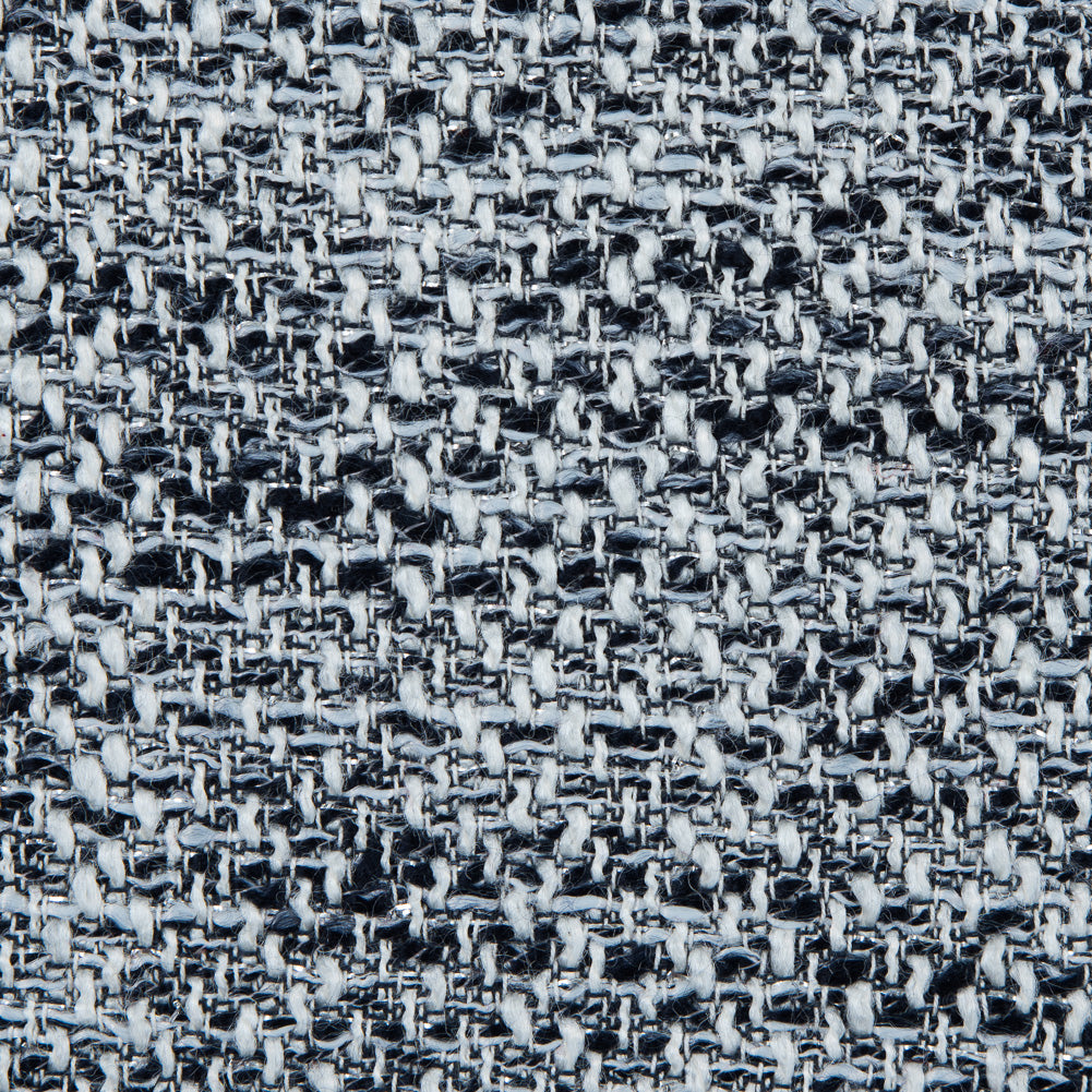 White, Navy and Gray Cotton Tweed - Detail